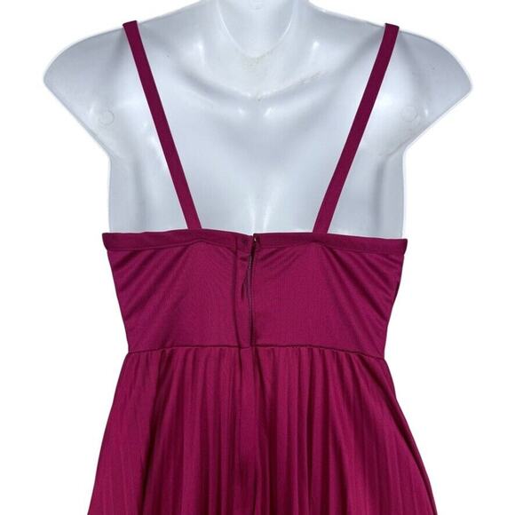 Vintage Womens Union Tag Dark Red Pleated V-Neck Maxi 70's Dress Empire Waist XS - Picture 13 of 15